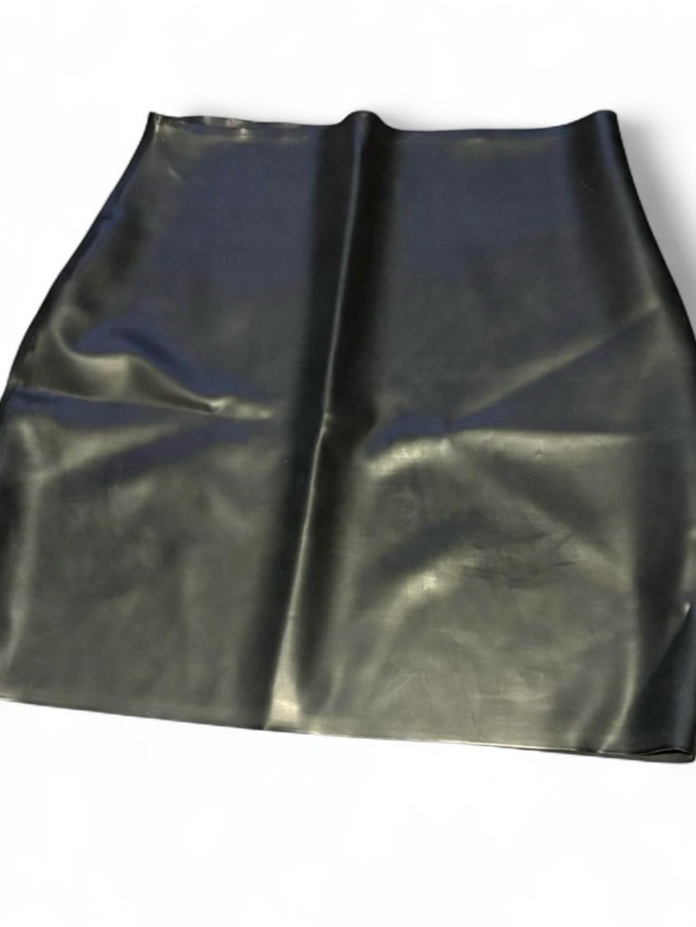 Classic Black Faux-Leather Midi Skirt